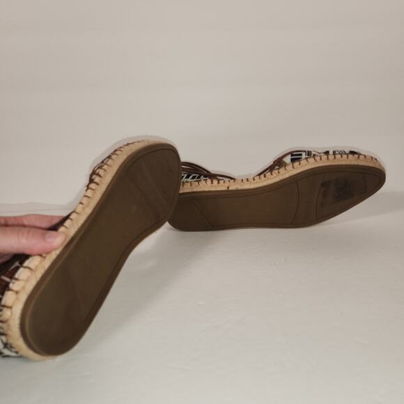 FRANCO SARTO Dream Tie Ankle Espadrille Sandal Womens 9M Brown White Geometric - Picture 9 of 10